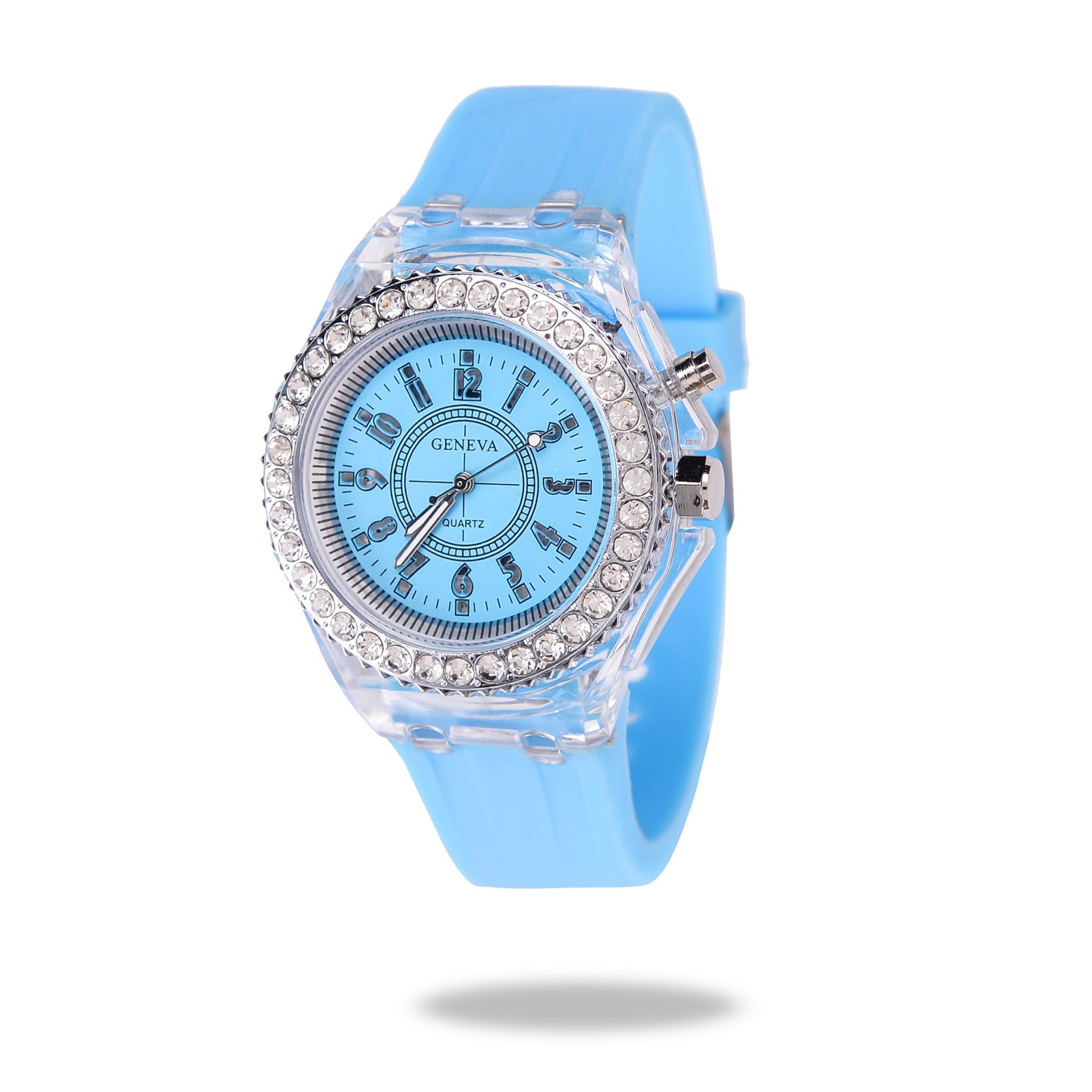 LED Luminous Watches Geneva Women Quartz Watch Women Ladies Silicone Bracelet Watches UK Watch Store