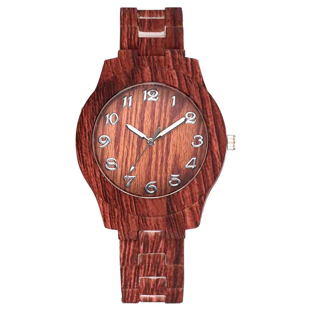 Men And Women Couple Fashion Quartz Watches, Wood Grain Retro Simple