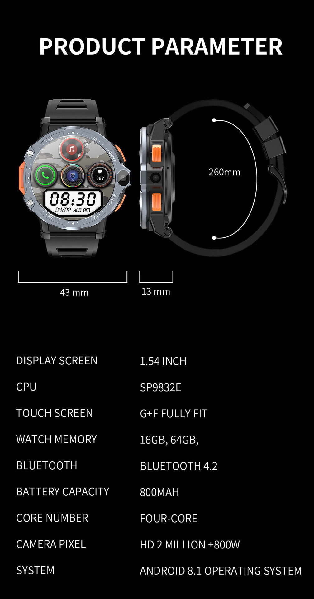 AP6 Smart Watch Dual Camera 4G Plug-in Card UK Watch Store