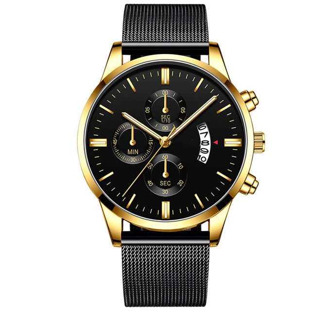 Mens Business Luxury Watches For Men Mesh Band Quartz Watch