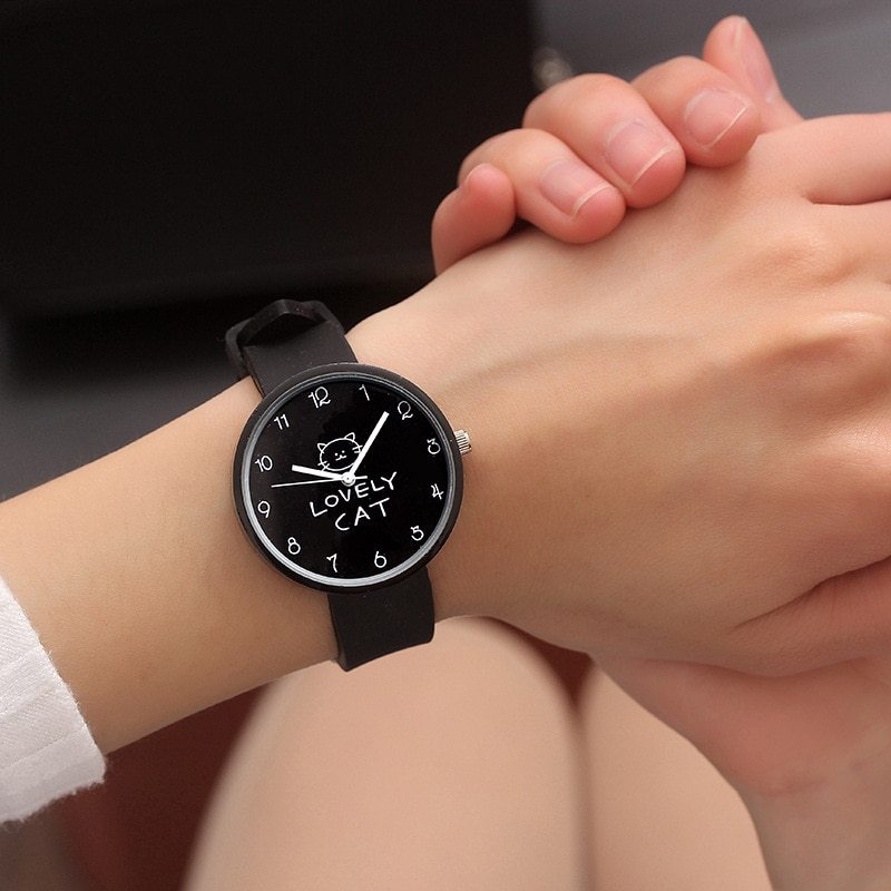 Cartoon Kids Quartz Watch Silicone Candy Color Student Watch Girls Clock Fashion Cat Watches Children Wristwatch Ladies Watch UK Watch Store