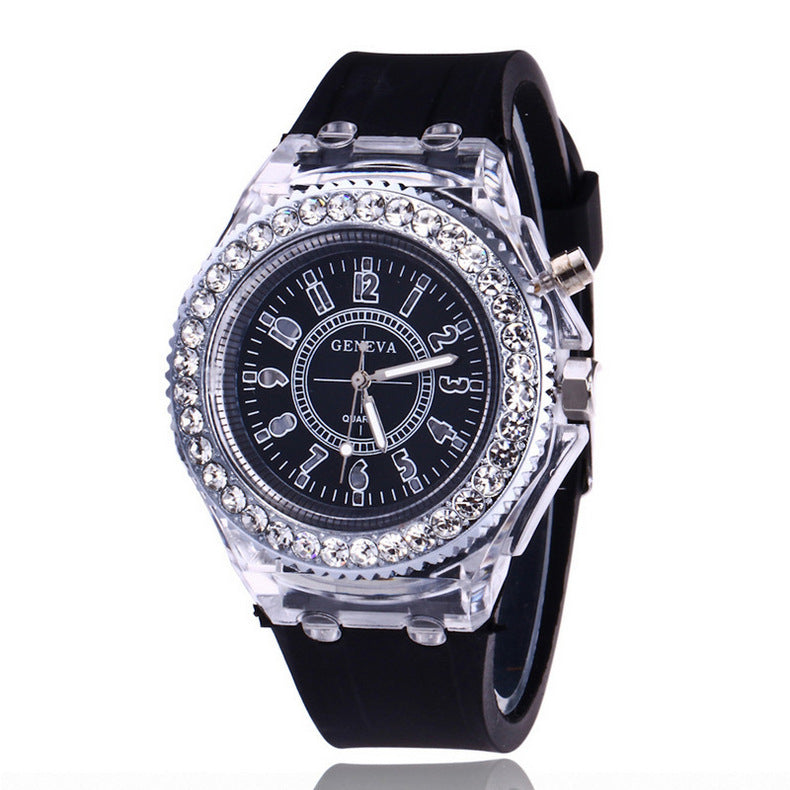 LED Luminous Watches Geneva Women Quartz Watch Women Ladies Silicone Bracelet Watches UK Watch Store