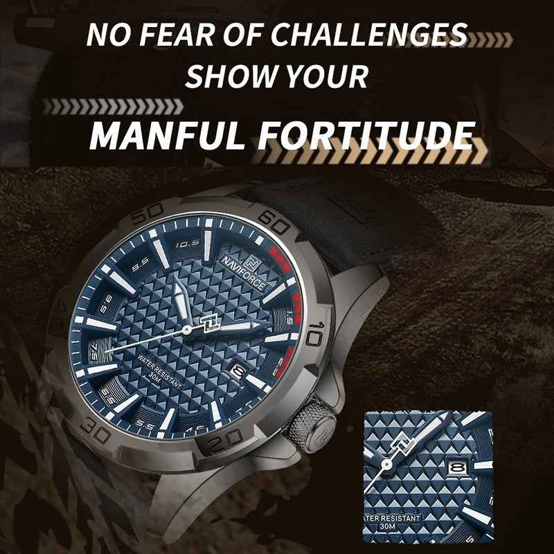 NAVIFORCE Brand Men Fashion Quartz Watches Male Leather Stra