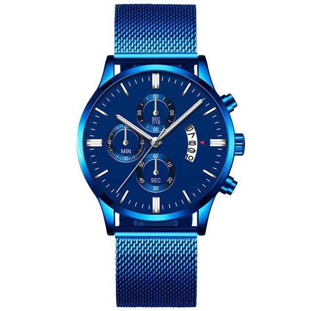 Mens Business Luxury Watches For Men Mesh Band Quartz Watch