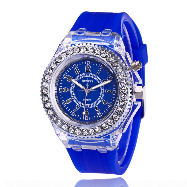 LED Luminous Watches Geneva Women Quartz Watch Women Ladies Silicone Bracelet Watches UK Watch Store